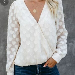 Vici dolls collection - heart print wrap surplice top